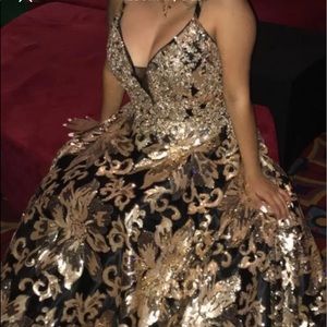Large black and gold gown